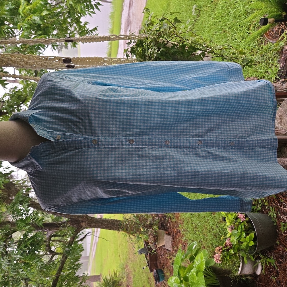 J. Mclaughlin Light Blue Checkered Button Front S… - image 1